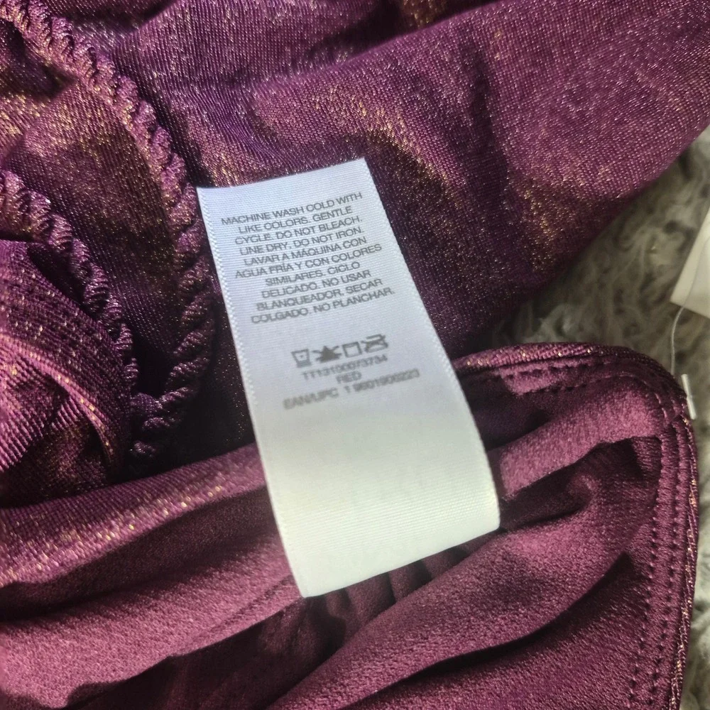 Time and Tru Metallic One Piece Swimsuit TT13100073734 Women L 12-14 Purple Belt